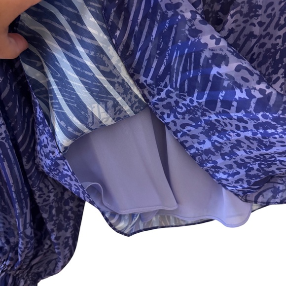 NWT Ramy Brook Alanna Off Shoulder Ruffle Blouse Blue Animal Print XXS - Picture 6 of 11